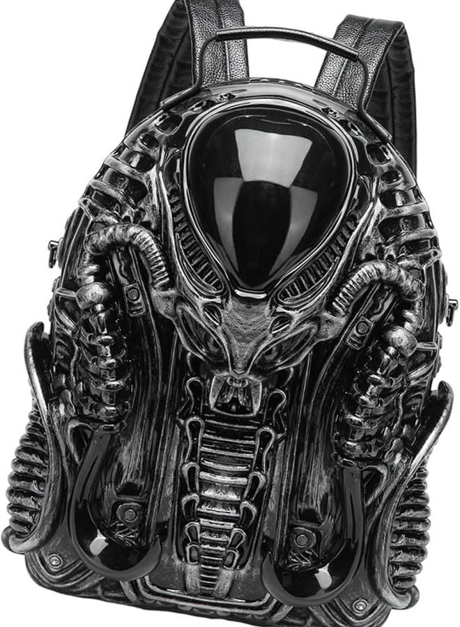 Predalien Women Xenomorph Halloween Novelty Travel Backpack Metallic Silver - Image 1